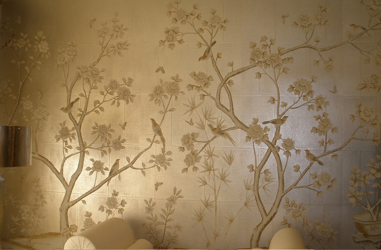 hand painted wallpaper, silk wallpaper, china wallpaper, grace silk ...