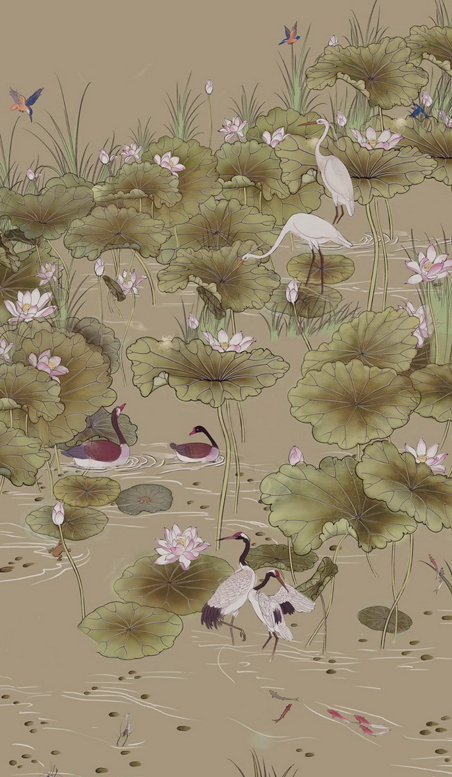 hand painted wallpaper, silk wallpaper, china wallpaper, grace silk ...